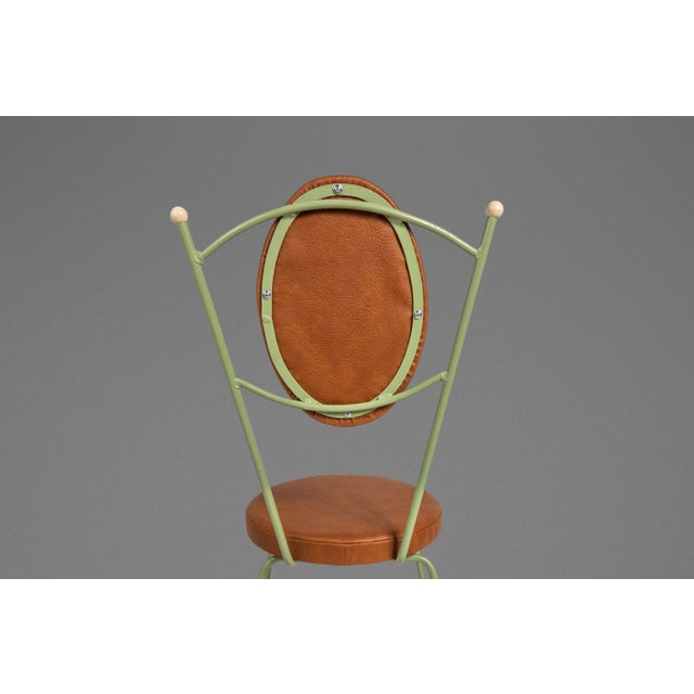 Set of Two (2) Mid-Century Modern Italian Outdoor Patio / Bistro Chairs in Wrought Iron & Vinyl, Usa, C. 1960s For Sale - Image 10 of 18