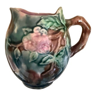 Vintage Italian Majolica Style Floral Art Pottery Pitcher – No. 216 For Sale