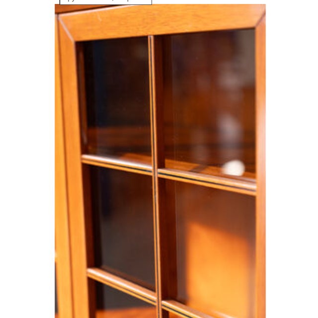 Modular Corner Cabinet in Cherrywood with Glass and Carved Doors with Fox Hunt Design, 1970s, Set of 4 For Sale - Image 3 of 12