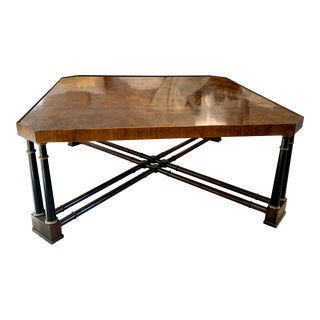 20th Century Burlwood Empire Style Cocktail Coffee Table For Sale