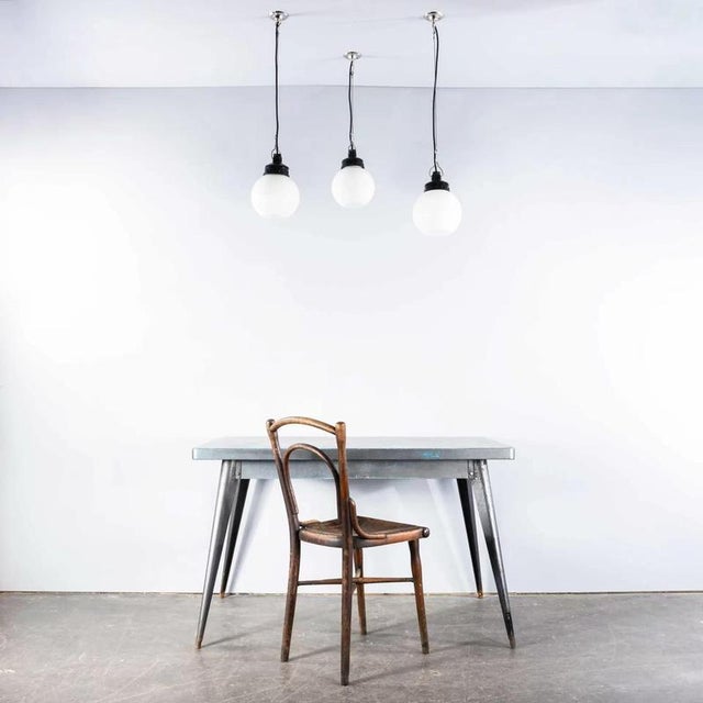 Small Industrial Opaline Globe Pendant Lamp, 1940s For Sale - Image 14 of 17