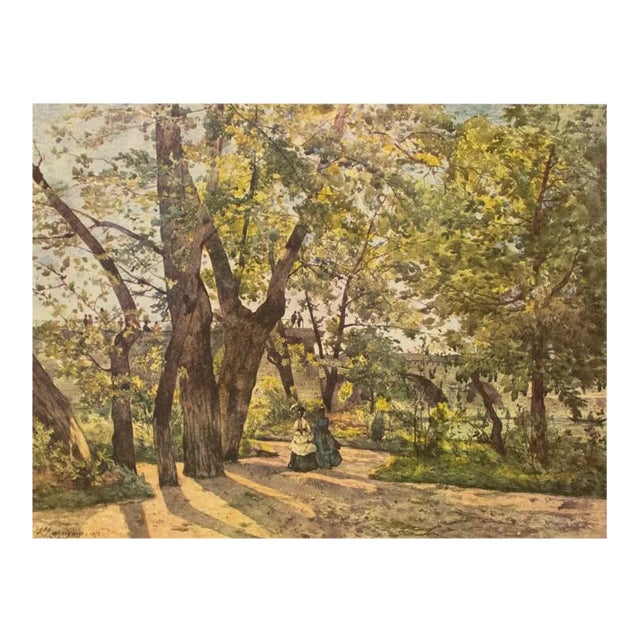 After H. J. Harpignies "View of Paris", First Edition Cottage Style Vintage Print For Sale