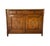 Birdseye Maple Faux Bamboo Cabinet with White Marble Top. Cabinet features a faux bamboo carved frame. It is fitted with...