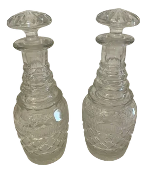 Small George III Cut Glass Decanters, 180s0, Set of 2