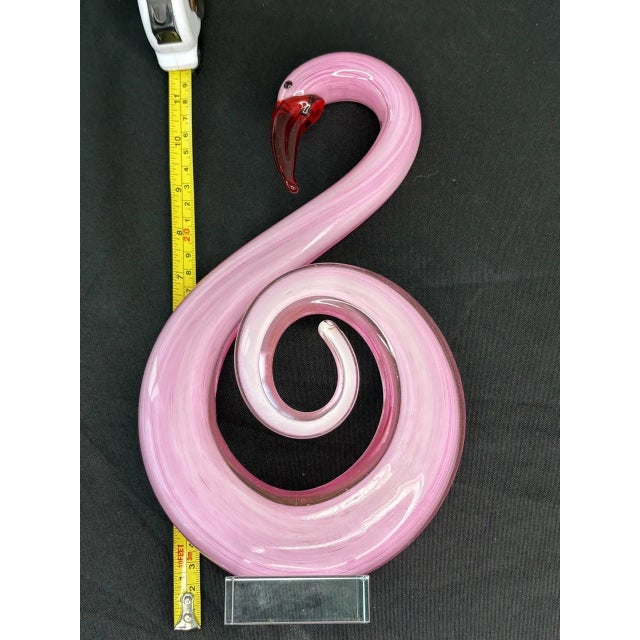 Glass Vintage MCM Murano Style Pink Flamingo Figurine For Sale - Image 7 of 7