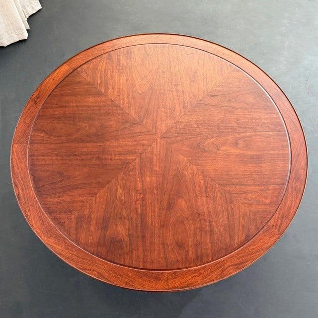 1950s Mid-Century Modern Round Walnut Coffee Table by Lane "Copenhagen" For Sale - Image 5 of 10