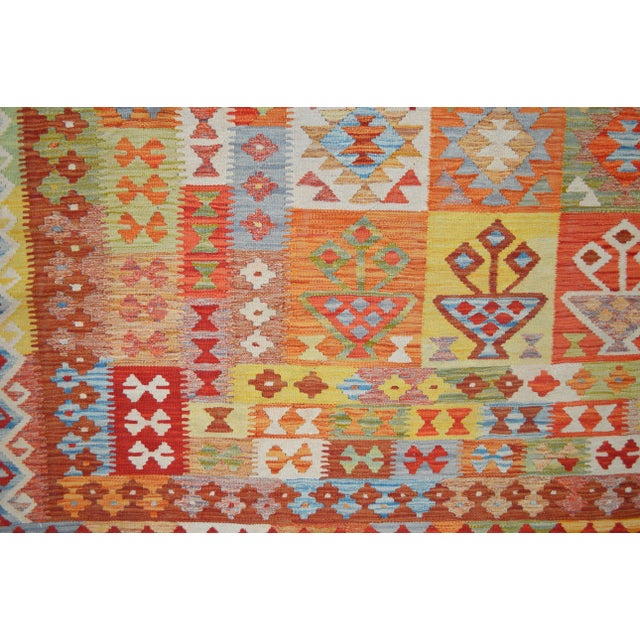 Shabby Chic Vintage Afghan Hand Made Wool Maimana Kilim,6'8"x9'10" For Sale - Image 3 of 4