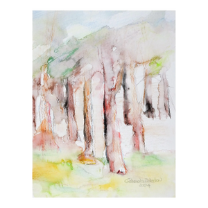 Contemporary Abstract Forest Landscape Watercolor Painting