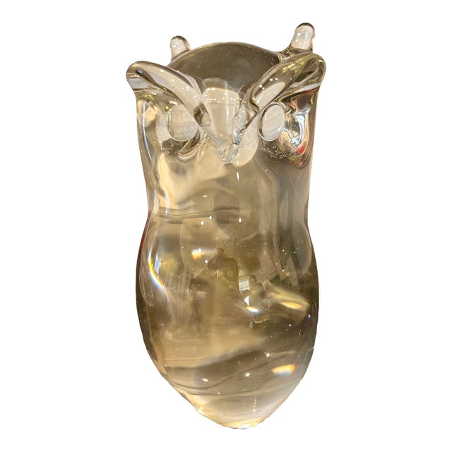 1970s Modern Glass Owl Figurine For Sale