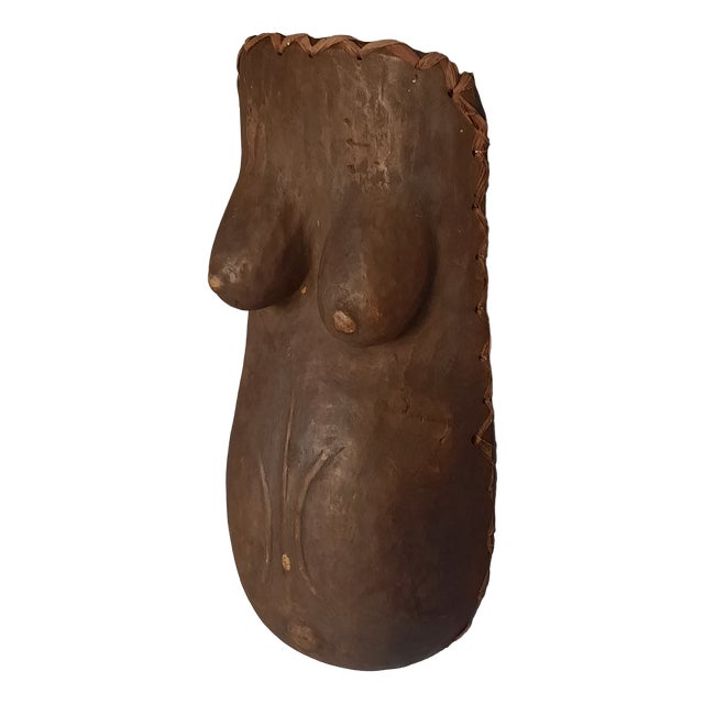 Vintage Wooden Belly Mask, 1960s For Sale