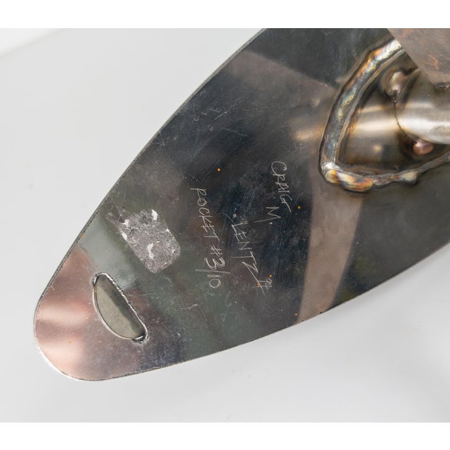 Gray 1990's Mid-Century Modern Style Abstract Steel Sculpture, Signed For Sale - Image 8 of 9