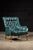 Traditional Vintage Tufted Armchair and Ottoman Set in Teal For Sale - Image 3 of 10