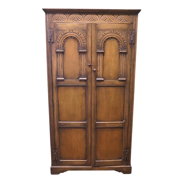 Arts and Crafts Hallway Wardrobe in Oak, 1950s For Sale