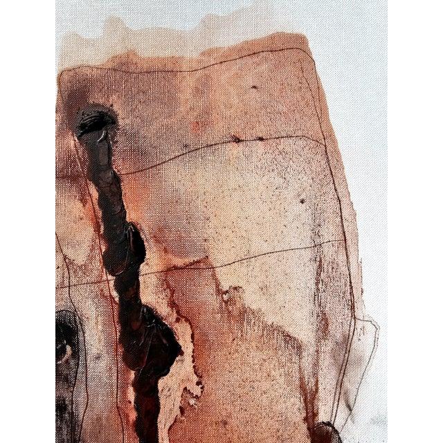 Abstract 11.8" by 15.8" One-of-a-Kind Original Natural Color Palette Abstract Painting / Earth Tones / Abstraction / Robert Motherwell For Sale - Image 3 of 6