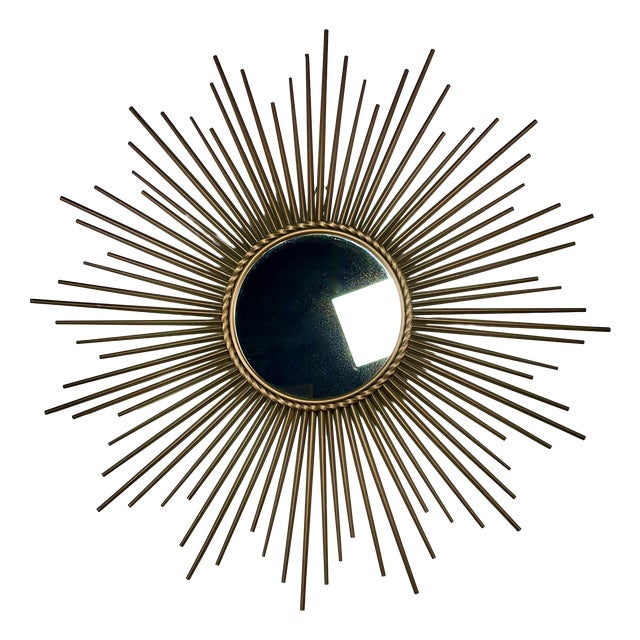 Sun Mirror in Gilded Metal by Chaty Vallauris, 1960s For Sale