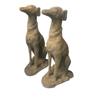 A Pair of Vintage-Style Cast Stone Sighthounds