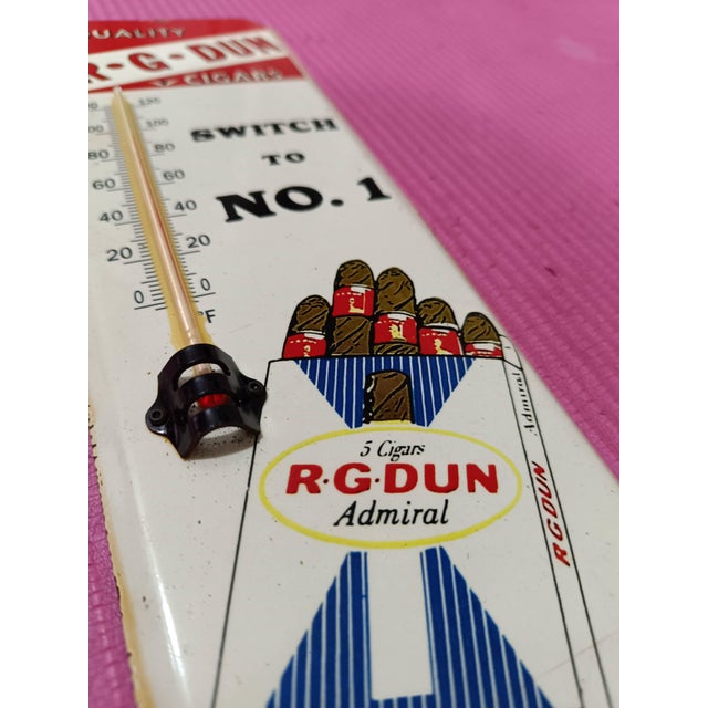 Premium Vintage Style r.g. Dun Cigars Advertising Thermometer Sign For Sale - Image 4 of 10