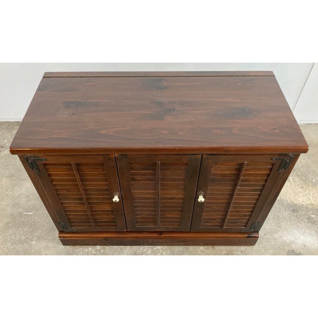 American Vintage Ethan Allen Old Tavern Pine Media Cabinet For Sale - Image 3 of 12