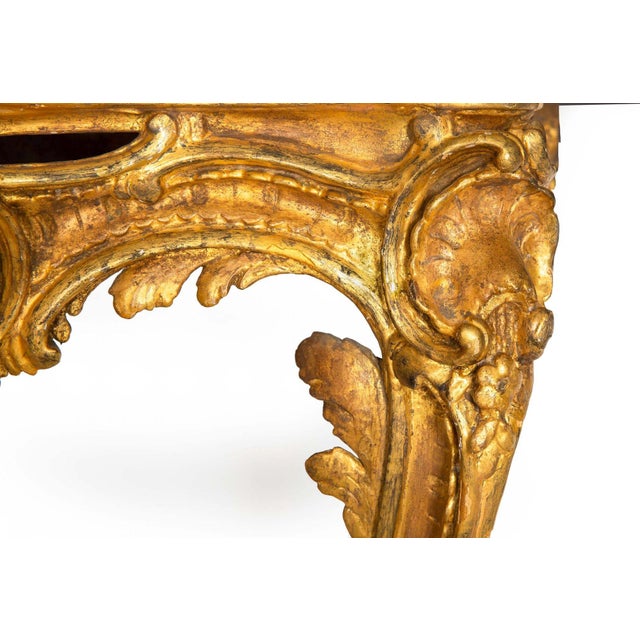 18th Century French Louis XV Period Giltwood Marble Console Pier Table For Sale - Image 6 of 12