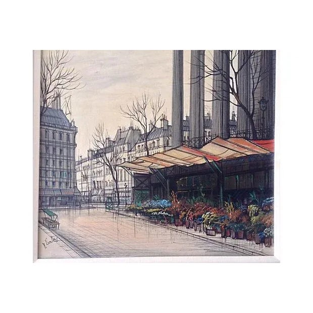 Mid-Century Modern Vintage Mid-Century Paul Lambert C.1960's Parisian Street Scene Painting For Sale - Image 3 of 6