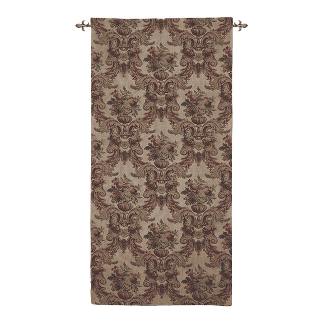 Renaissance Damask Portiere Loom Woven Tapestry - 122 X 60 Cm (4'0 X 2'0") - Requires Rod Size 2 For Sale