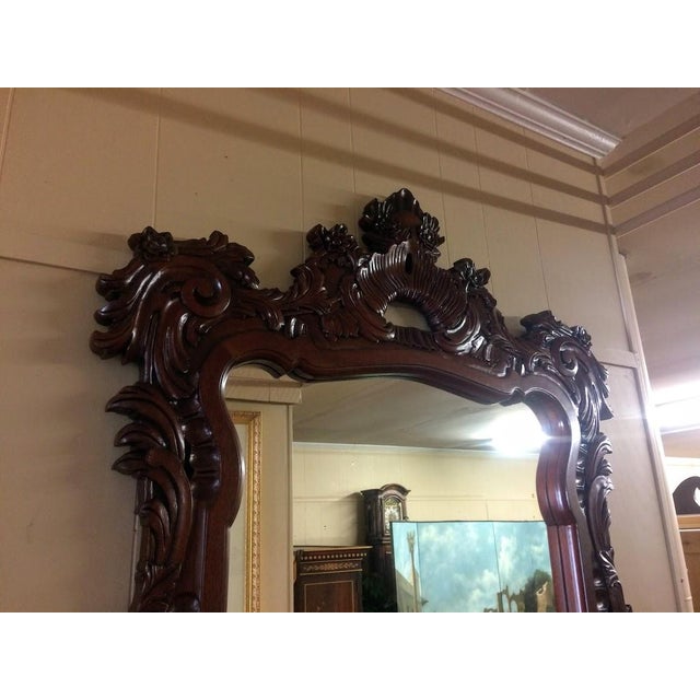Vintage Rococo Style Mirror, Mahogany Frame Mirror For Sale - Image 4 of 6