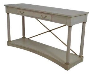 Ethan Allen Modern White Wash Finish Empire Sofa Table