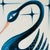 Chippendale ‍Tatiana Duperault Black Swan Original Oil Painting, Mid-Century Style, Navy and Cream, Faux Bamboo Frame For Sale - Image 3 of 4
