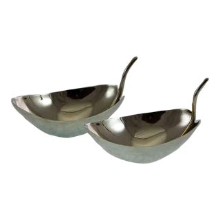 Pair of 1980s Frank Cobb Silverplate Bonbon Pear Dishes- New Old Stock For Sale
