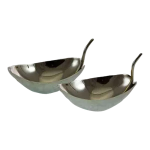Pair of 1980s New Silver Bonbon Pear Shape Dishes-