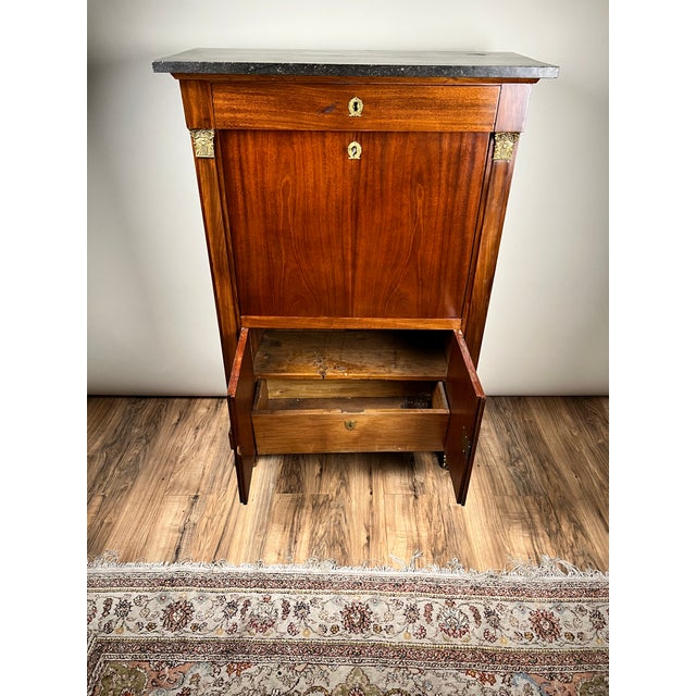 Antique French Empire Secrétaire Abattant With Ormolu Mounts C Mid 19th Century For Sale - Image 12 of 13