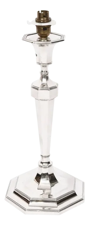 Vintage Art Deco Column Table Lamp in Sterling Silver, 1920s