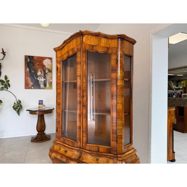 Wood Baroque Display Cabinet in Walnut, 1980s For Sale - Image 7 of 12