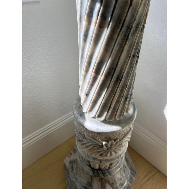 Pair of Vintage Neoclassical Carved Marble Pedestals With Spiral Columns For Sale In San Diego - Image 6 of 12