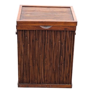 Vintage Bamboo Washing Laundry Basket For Sale