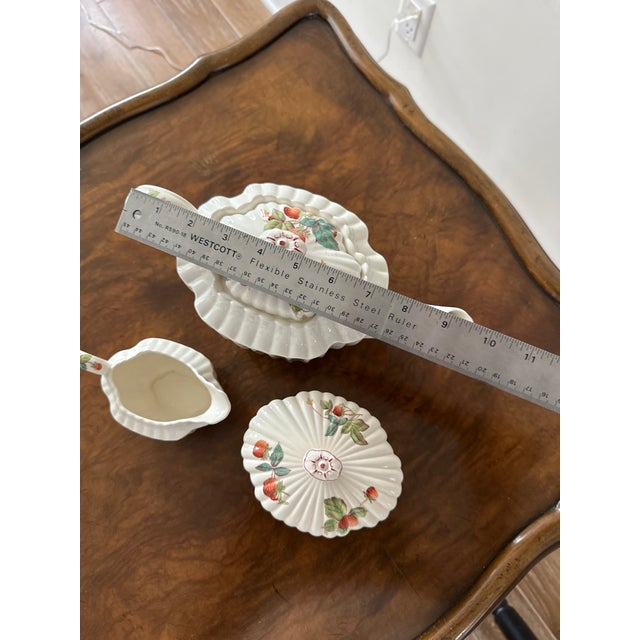 1950s Copeland Spode Strawberry Pattern Tea Pot, Sugar and Creamer Set- 3 Pieces For Sale - Image 17 of 18