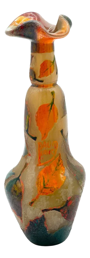 Art Nouveau Daum Nancy Acid Etched, Cameo & Enamel Glass Vase