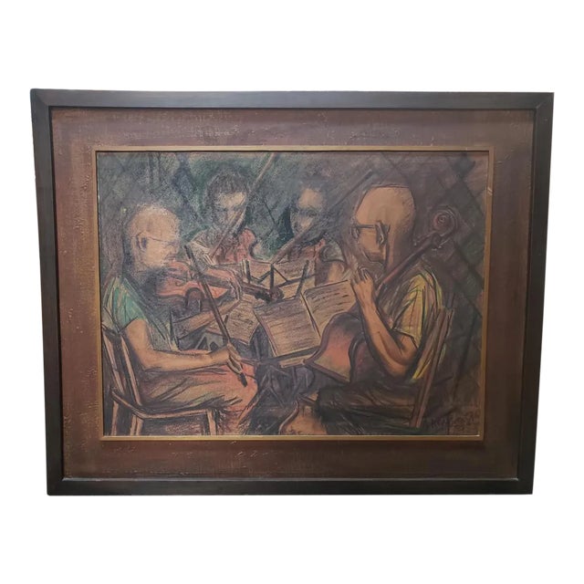 Group of Violinists Framed Giclee Painting on Board by G. Kartson Jr., 1959 For Sale