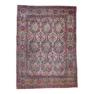 Antique Persian Kerman Lavar Botanical Elegant Rug 9.5 x 13 For Sale