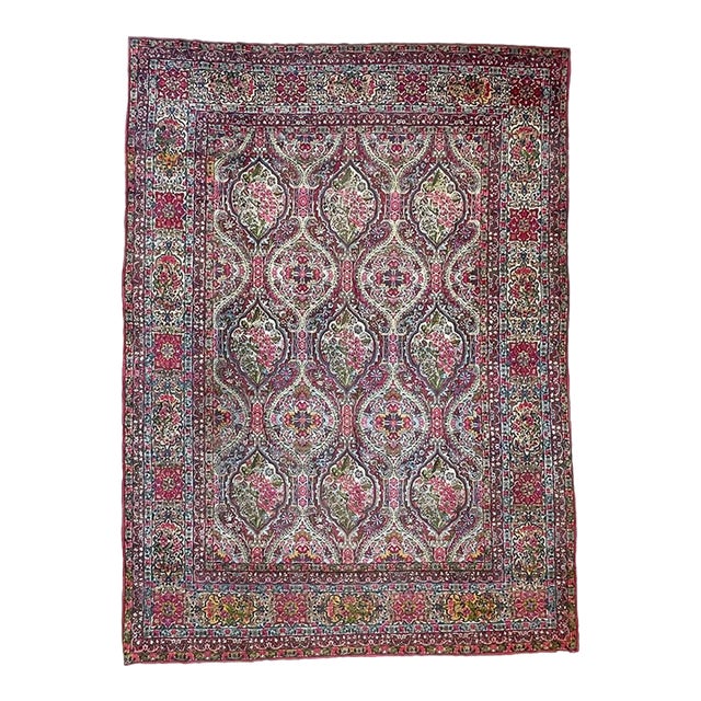 Antique Persian Kerman Lavar Botanical Elegant Rug 9.5 x 13 For Sale