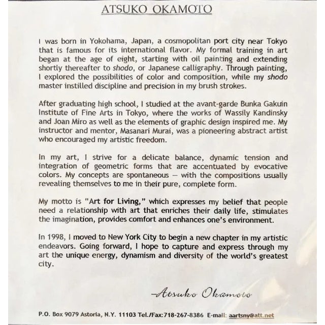 Atsuko Okamoto Abstract Serigraph A. P. " Colorscape Blue" Signed on Canvas For Sale In Miami - Image 6 of 7