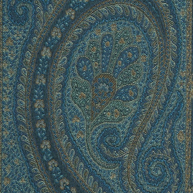 Contemporary Sample- Schumacher Chatelaine Paisley Fabric in Blue For Sale - Image 3 of 3