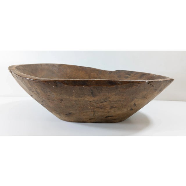 19th Century or Earlier Rustic Carved Primitive Farmhouse Trencher Dough Bowl For Sale - Image 4 of 12