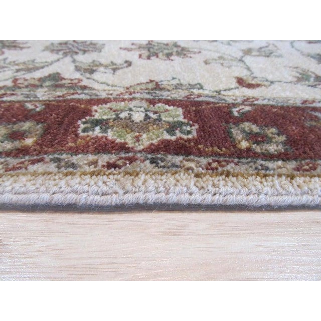 Contemporary Standard Size Ivory Hand-Knotted Wool Symmetrical Floral Lattice Traditional Rug For Sale - Image 3 of 5