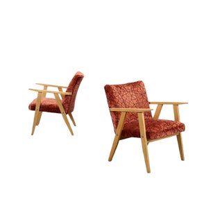 Set of Beech Foam Armchairs, Italy, 1960s For Sale