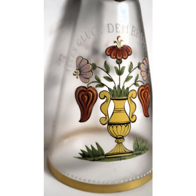 19th Century German Blown Glass Wedding Cup - Exquisite Flowers in an Urn, and Loving Wish! Attributed to Fritz Heckert (German 1837 - 1887). For Sale - Image 12 of 16