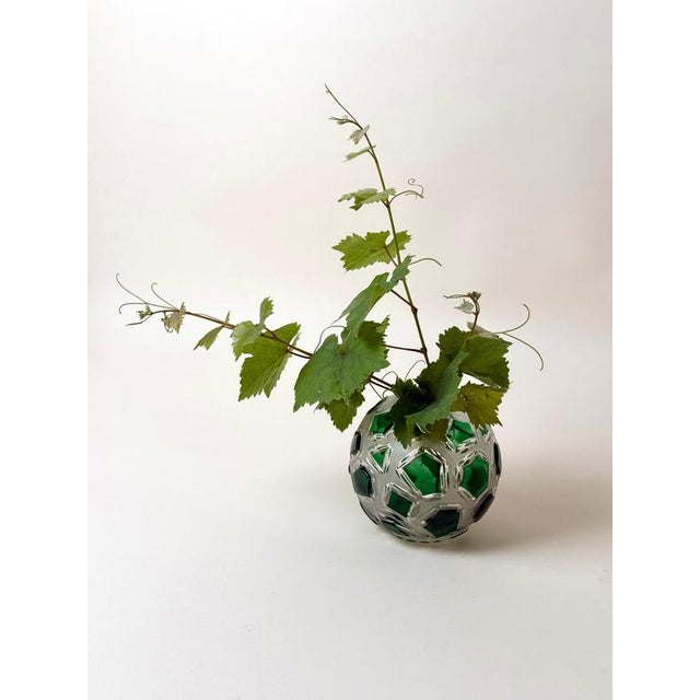 Bohemian Emerald Green Lead Crystal Vase with Hand-Cut Faceted Decorations, 1960s For Sale - Image 13 of 14