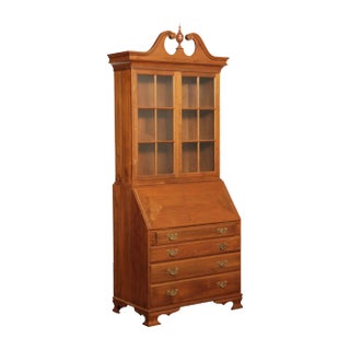 J.C. Horst Chippendale Style Custom Crafted Walnut Secretary Desk For Sale