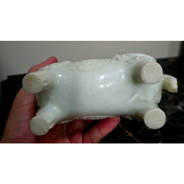 Late 19th Century Late 19th Century Chinese Carved White Jade Horse/Ox Incense Burner For Sale - Image 5 of 5