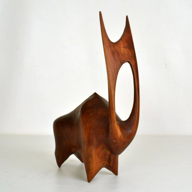 Sculpture of Buffalo or Bull Carved in Hardwood For Sale - Image 4 of 8